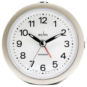 Acctim Elana  Non-Ticking Analogue Alarm Clock Champagne