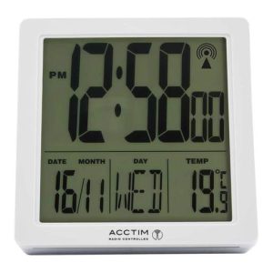 Acctim Varsity Radio Controlled Multifunction Display Alarm Clock White