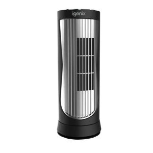 Igenix 12 Inch Mini Tower Fan with 8 Hour Time, Black
