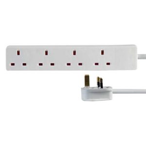 Pro Elec 5m 4 Gng Extension Lead White