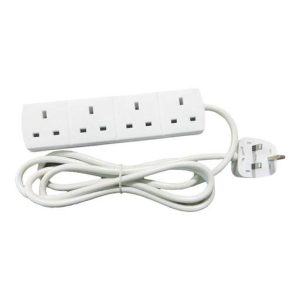 Pro Elec 13A 2m 4 Gng Extension Lead White