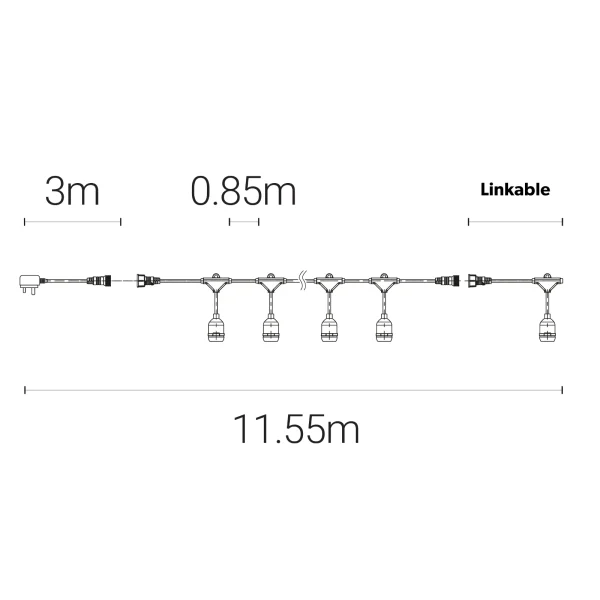 IP44 E27 Lampholder LED Lighting Festoon 11.5m - Image 3