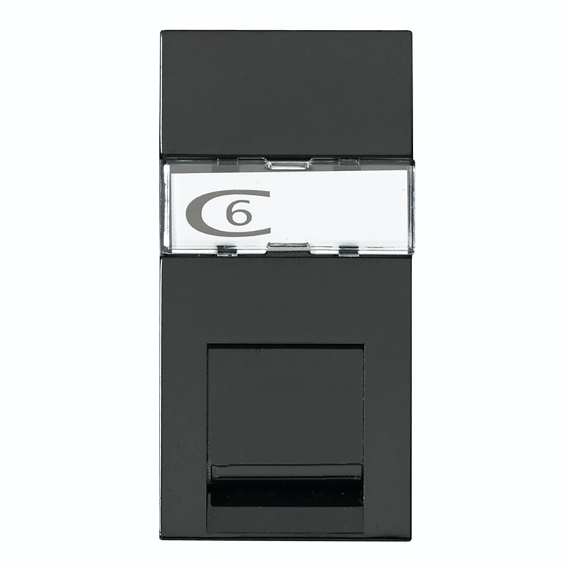 Socket 1 Module Cat 6 RJ45 25 x 50mm Black