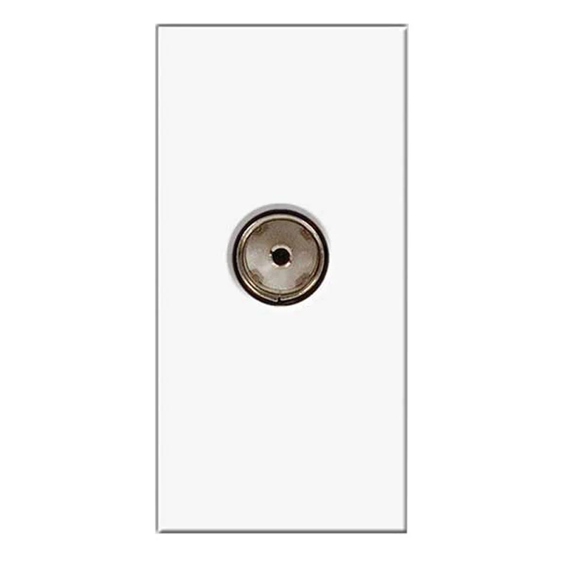 Euro Module Female IEC Socket Outlet Screened 1-Gang White