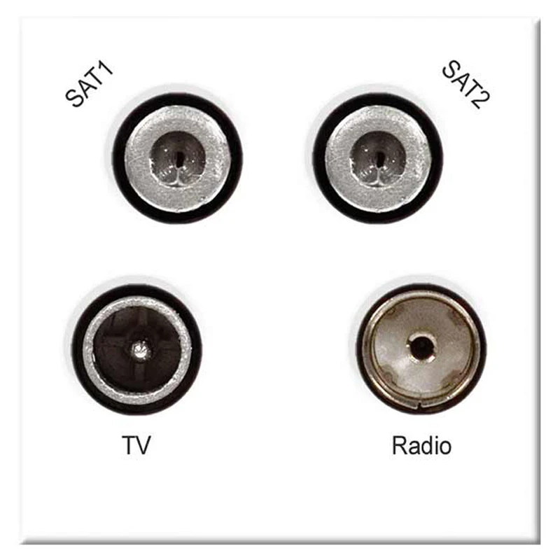 Euro Module TV/FM/Dual Satellite Socket 4 Gang White