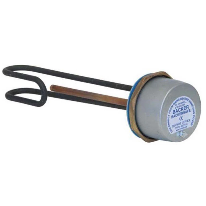 Backer 09733VS INC11 11" Incoloy 3kW Immersion Heater with Thermostat 15A