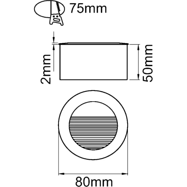 KSR Wallwasher Recessed Round Cool White LED 1.2W Black IP44 - Image 3