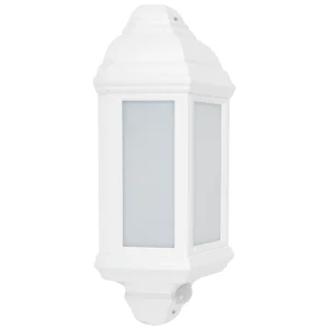 KSR Manta Outdoor Lantern LED 4000K Half Wall c/w PIR 10W 400lm White Polycarbonate