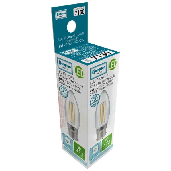 Crompton 7130 LED Filament Candle Bulb Dimmable - Image 3