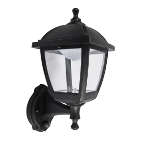 KSR KSR1513 Bastia 8W 4 Sided Upward Outdoor Wall Lantern With PIR Black