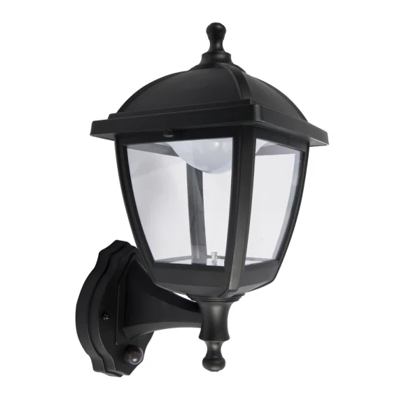 KSR KSR1513 Bastia 8W 4 Sided Upward Outdoor Wall Lantern With PIR Black