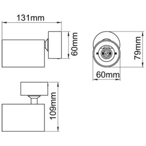 KSR Spotlight GU10 Single Plate 50W Black