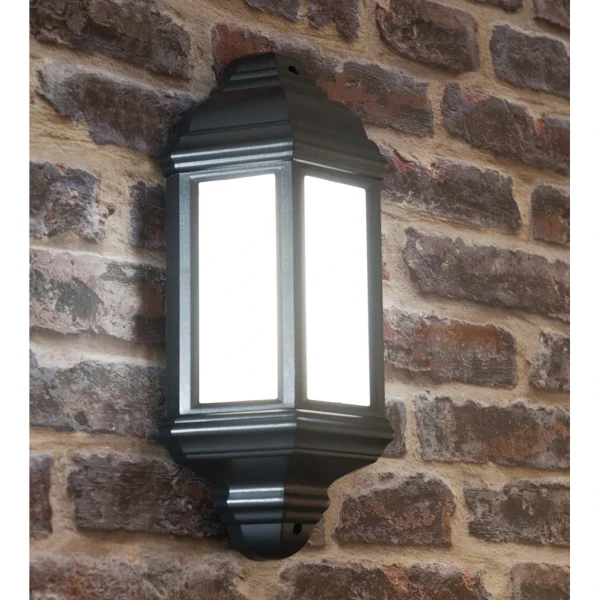 KSR Outdoor Lantern Half Wall 26W IP44 E27 NO Lamp PIR Black - Image 3