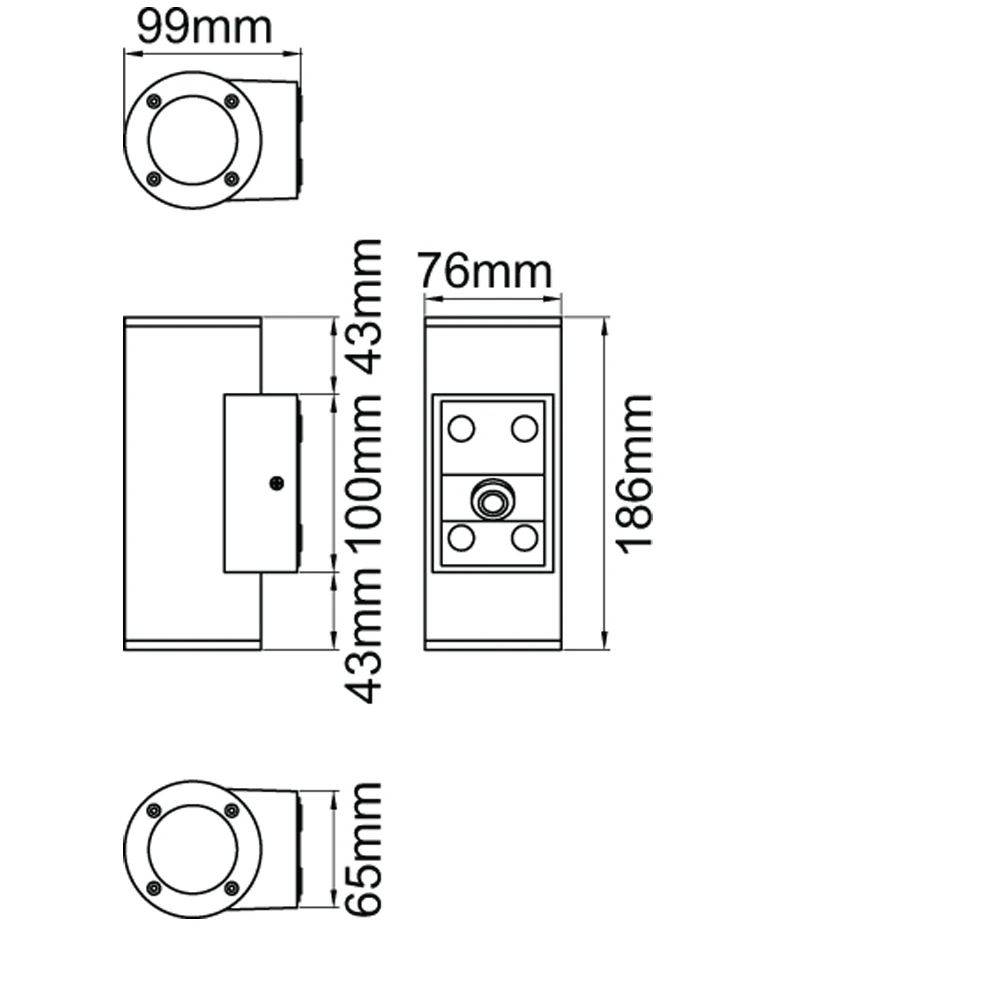 KSR Wall Light Round Updown GU10 2 x 9W IP65 NO Lamp Black - Image 4