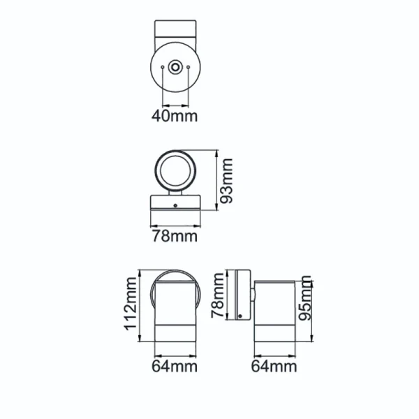 KSR Wall Light Single 35W IP65 GU10 NO Lamp Black - Image 4