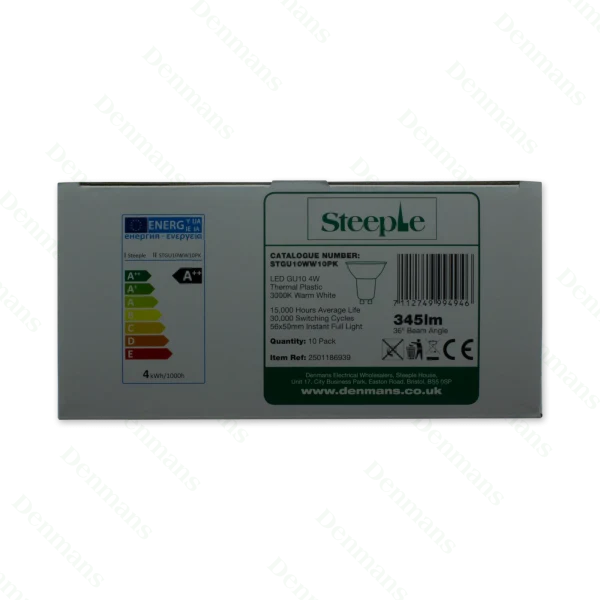 Crompton STGU10WW10PK LED TP 4W GU10 3000K - 10 Pack - Image 4
