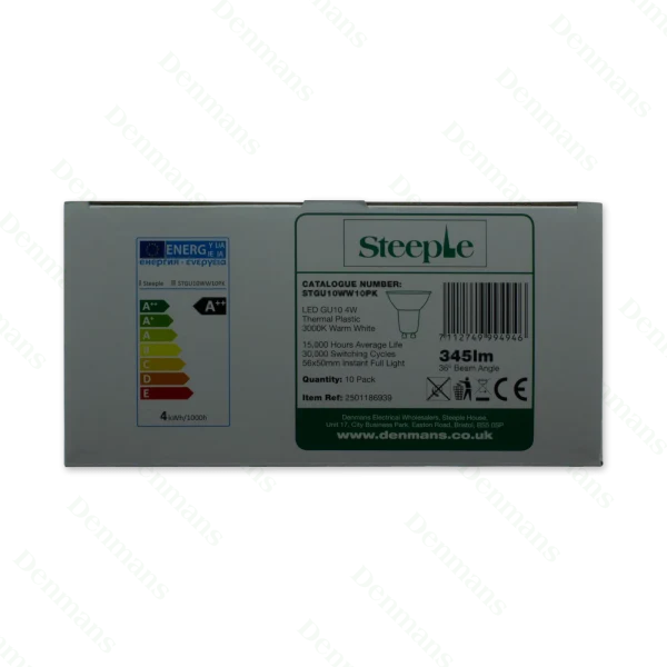 Crompton STGU10WW10PK LED TP 4W GU10 3000K - 10 Pack - Image 3