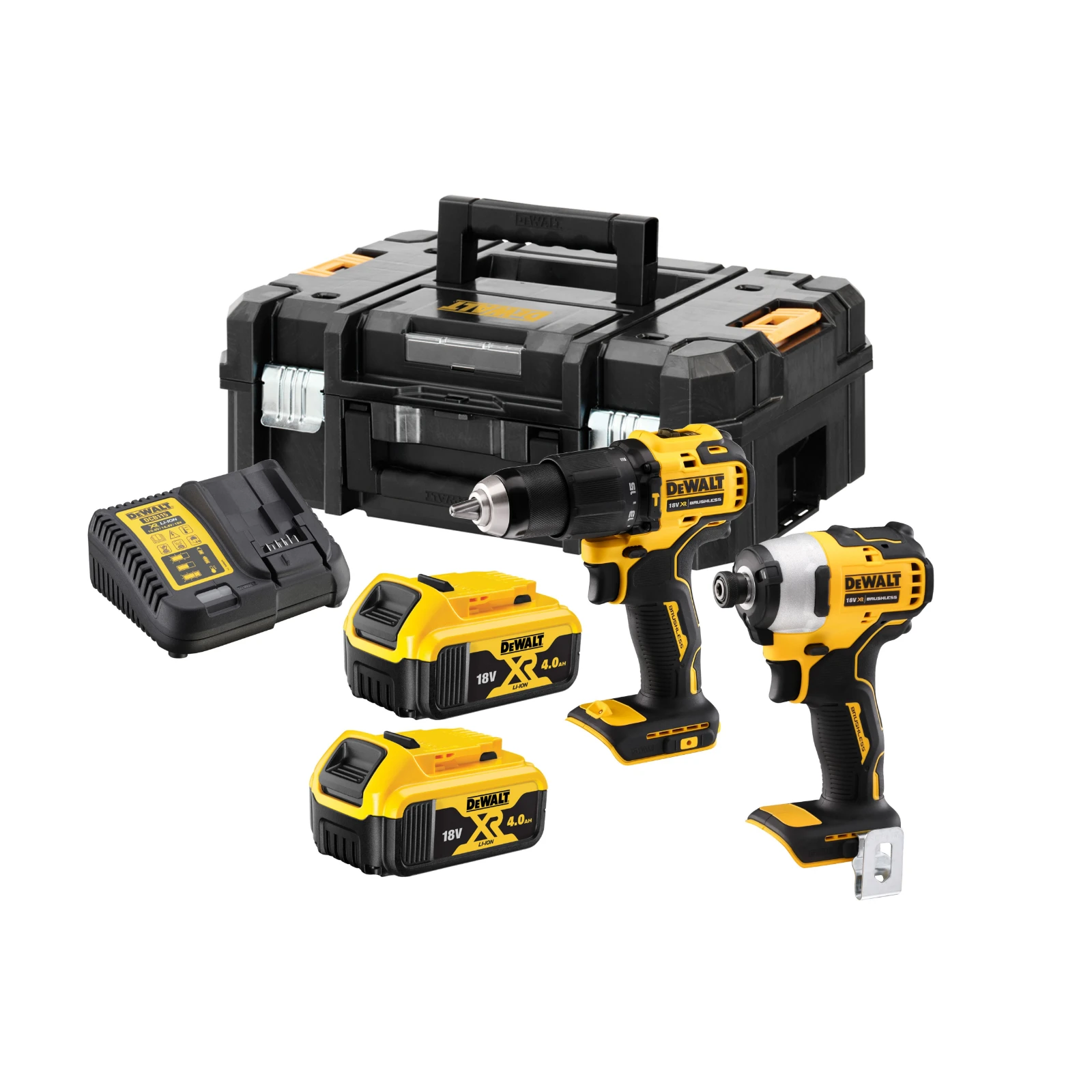 Dewalt DCD709 Combi & DCF809 Impact Cordless Twin Kit X2 4Ah Batteries