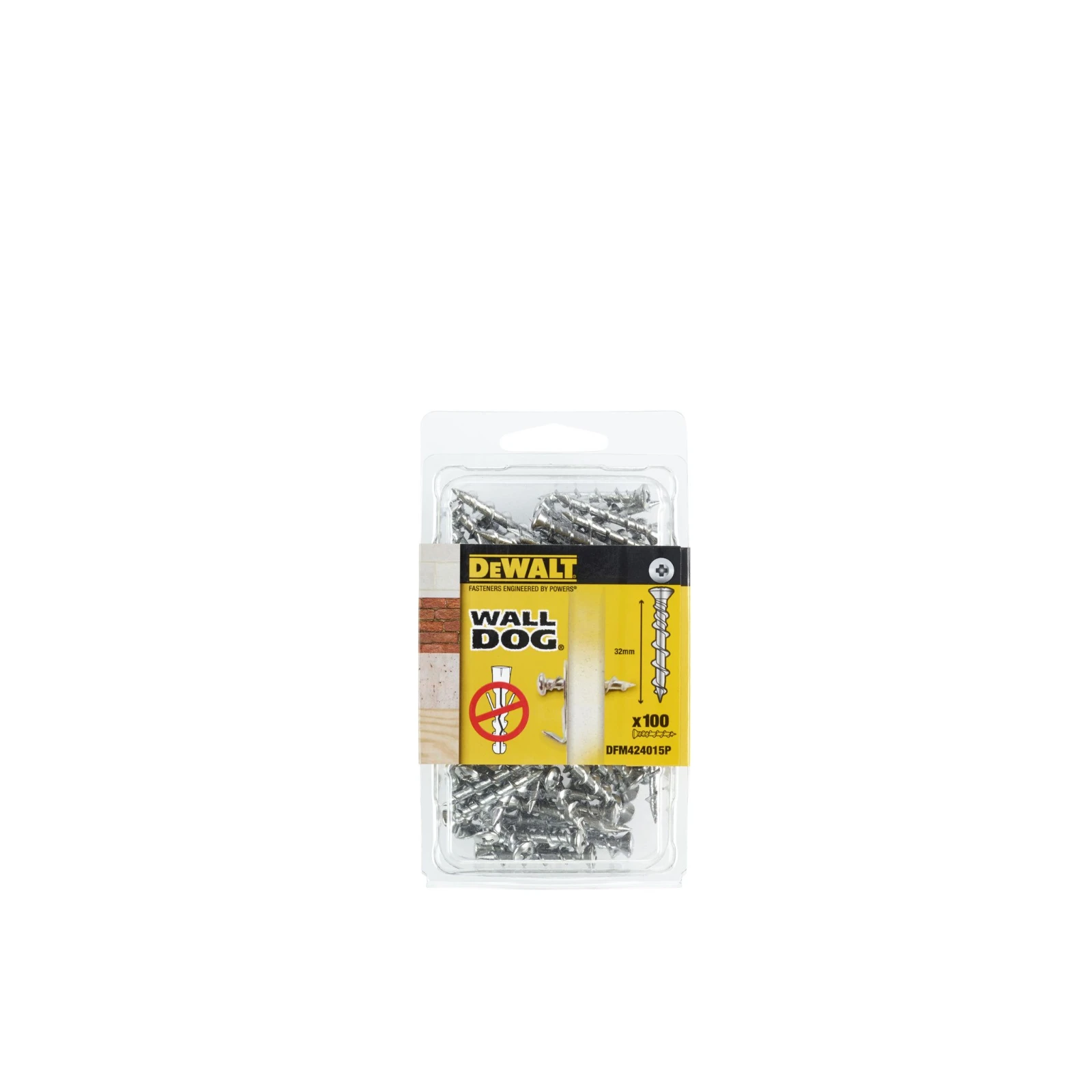 Dewalt DFM424015P Wall Dog Countersunk Head Screw Anchor Chrome x 32mm - 100 Pack