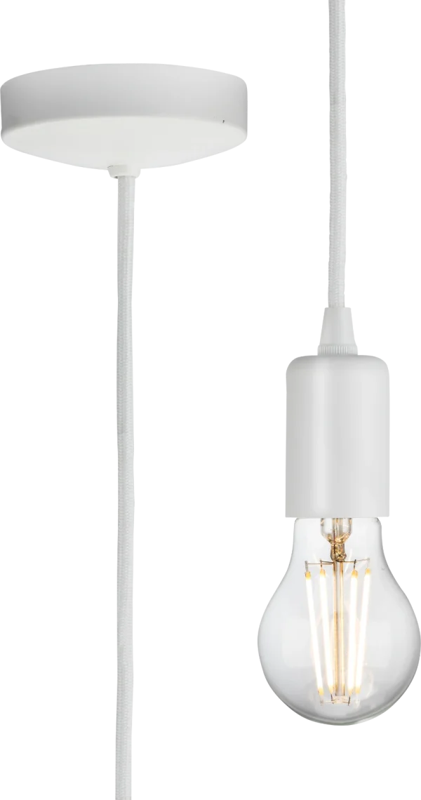 1.8m E27 Contemporary Pendant Set - Matt White