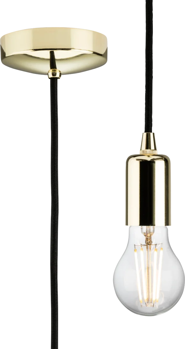 1.8m E27 Contemporary Pendant Set - Polished Brass