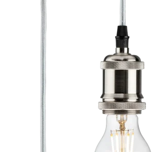 1.8m E27 Vintage Pendant Set - Brushed Chrome