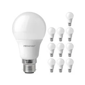 Megaman 710464E 9.6W Opal LED GLS Bulbs Bc B22 2800K Warm White Bayonet Cap