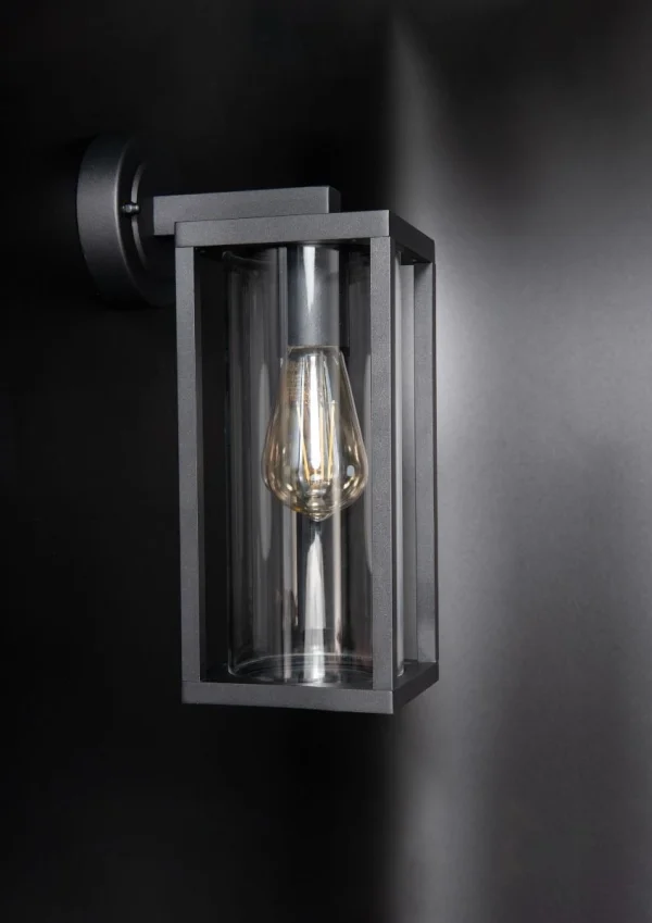 KSR Barella L Wall Lantern Single E27 Black IP44