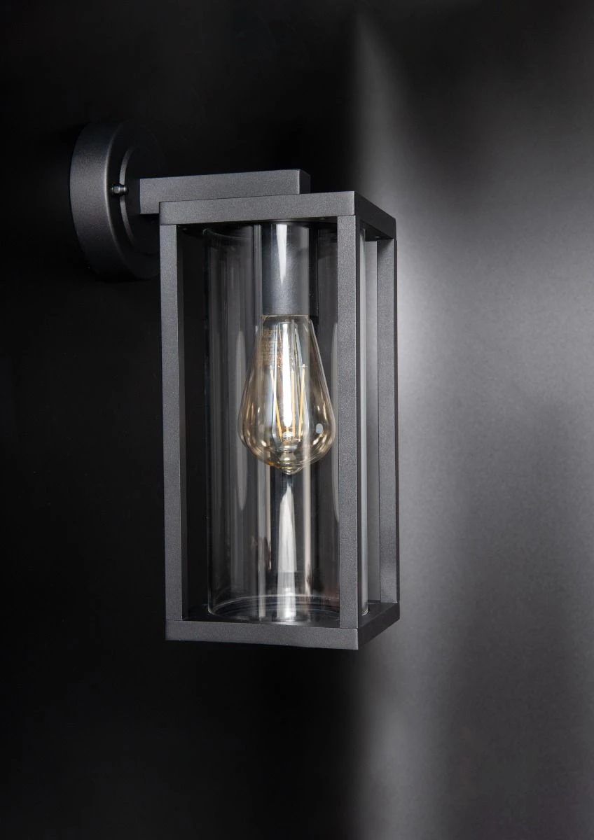 KSR Barella L Wall Lantern Single E27 Black IP44