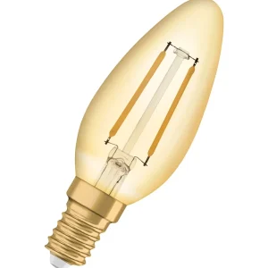 Osram Vintage 1906 Classic B 12 Filament 1.5W 824 2400K Gold E14 Mini Candle Shape LED Lamp