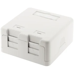 Gigamedia Surface Mount Box 2 Port White With Shutter
