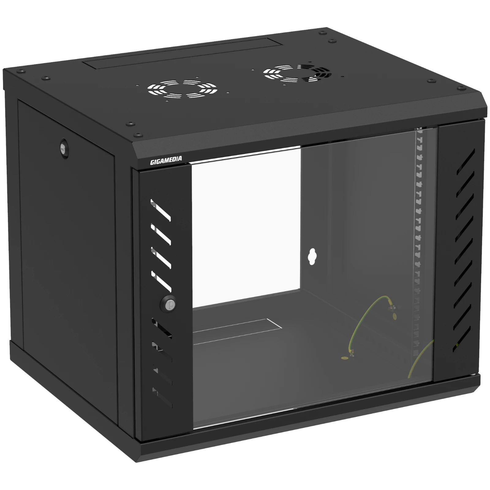 Gigamedia 19'' Wall Mount Cabinet With Sides Access Flatbox 9U 600mm Width