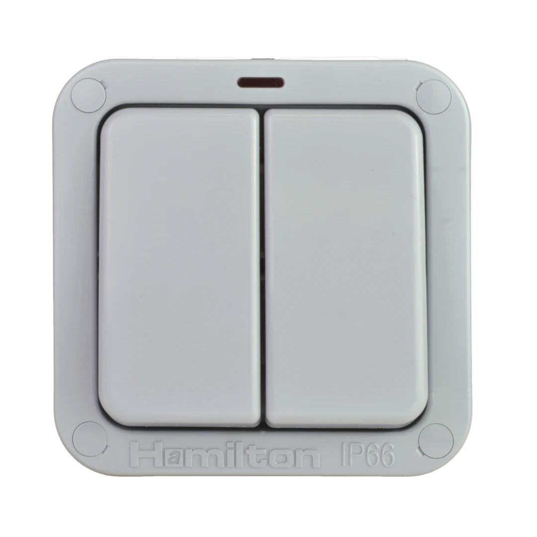 Verve HM5022 Grey IP66 2 Gang 20AX 2 Way Switch + Neon Grey - Image 3