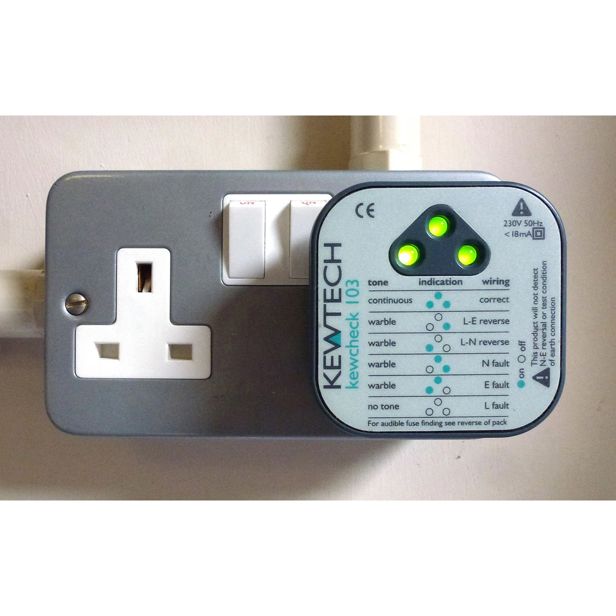 Kewtech KEWCHECK103 11mA Socket Tester with Audible Tone - Image 3