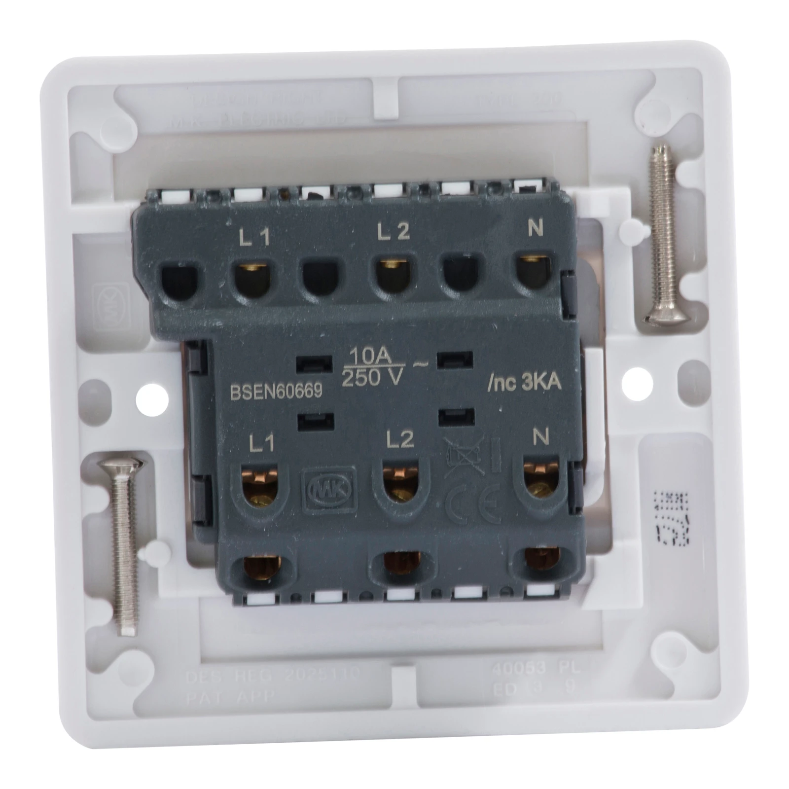 MK K4859WHI 3 Pole Fan Isolator No Lock + Key 10A White - Image 3