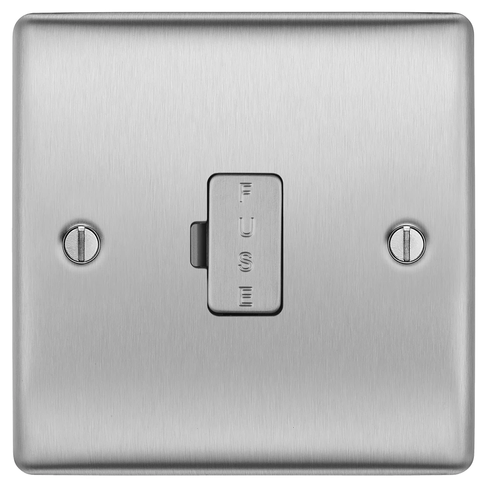 BG Nexus NBS54 Brushed Steel Unswitched Fused Spur Connection Unit 13A - Image 4