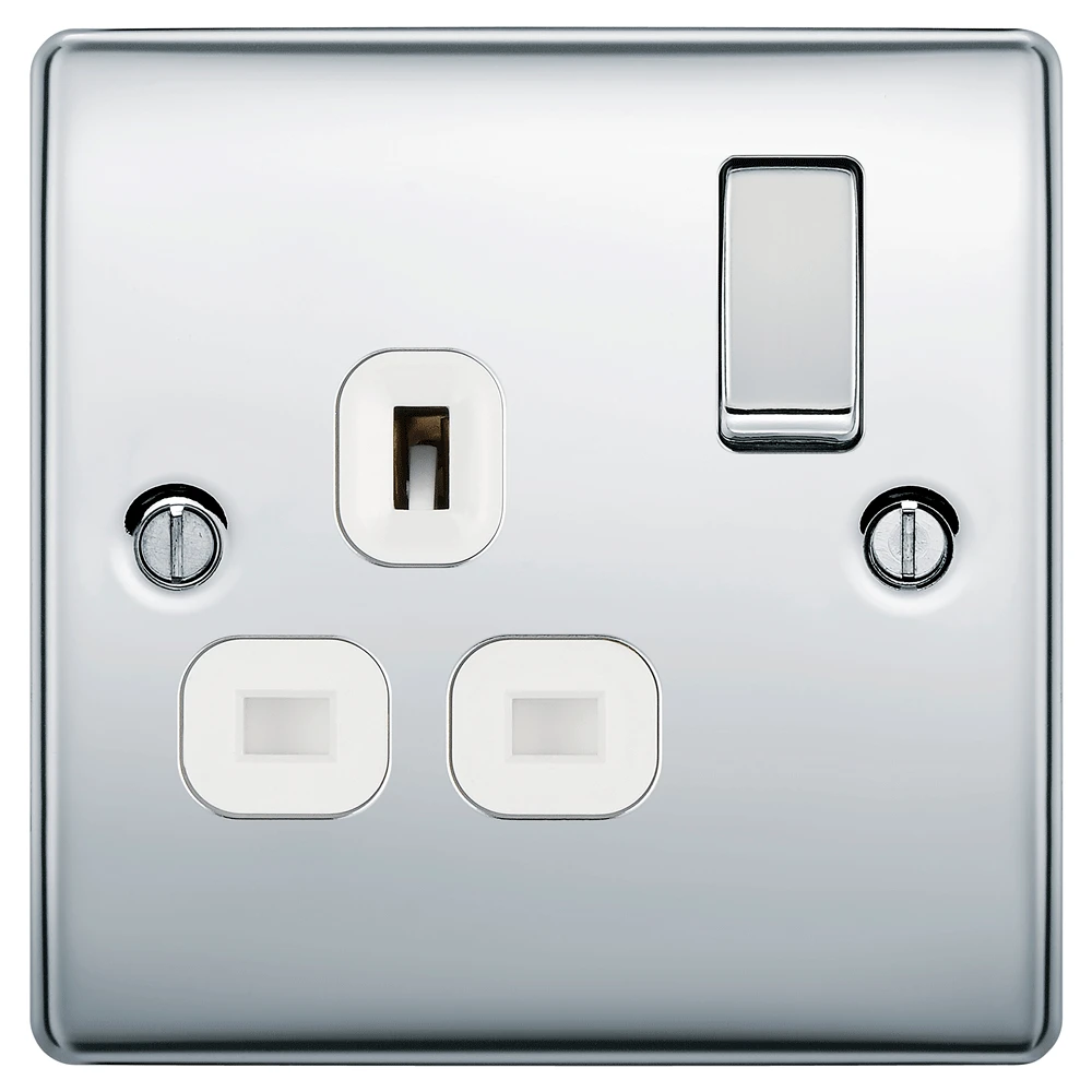 BG Nexus NPC21W Polished Chrome Switched Socket 1 Gang Double Pole 13A - Image 4