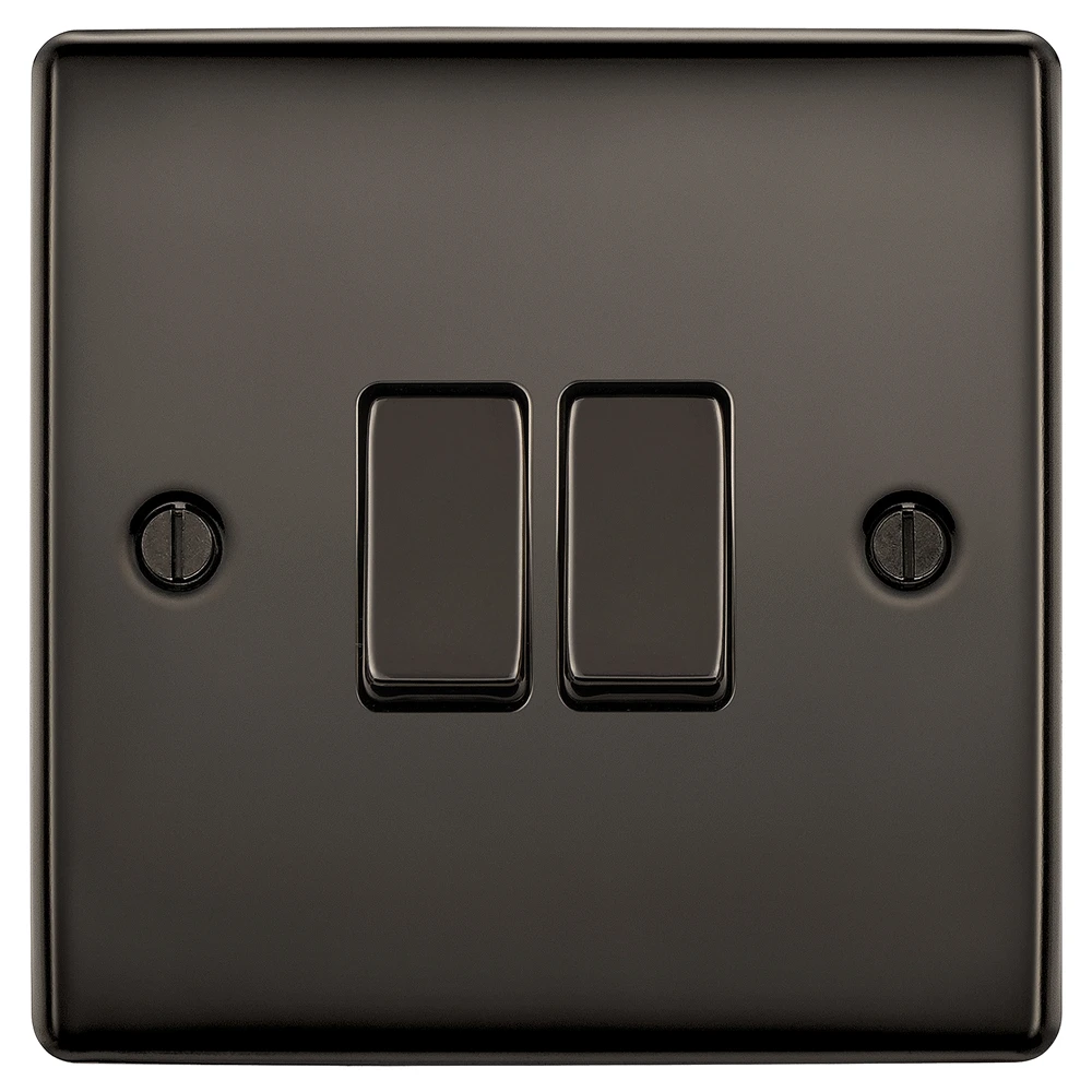 BG Nexus NBN42 Black Nickel Plate Switch 2 Gang 2 Way 10AX - Image 4
