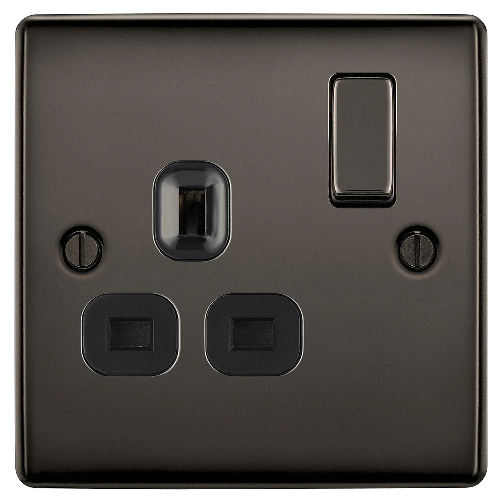 BG Nexus NBN21B Black Nickel Switched Socket 1 Gang Double Pole 13A - Image 4