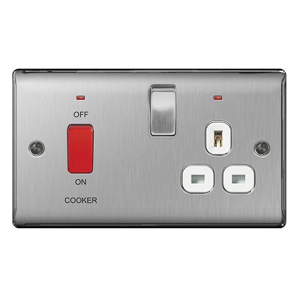 BG Nexus NBS70W Brushed Steel Cooker Control Unit & Neon 45A with White Insert - Image 3