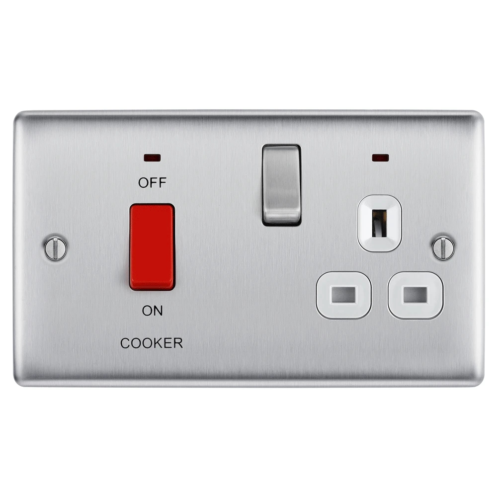 BG Nexus NBS70W Brushed Steel Cooker Control Unit & Neon 45A with White Insert - Image 4