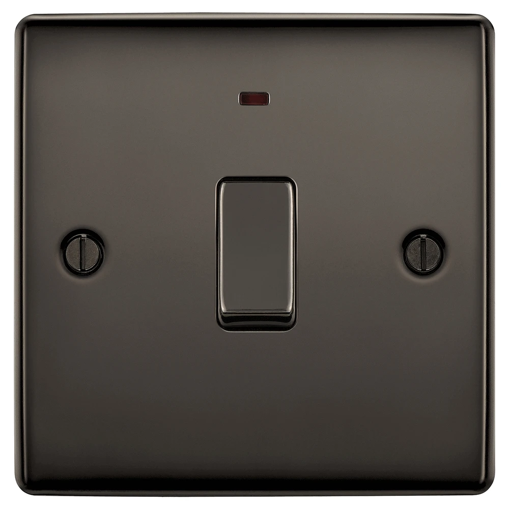 BG Nexus NBN31 Black Nickel Switch Double Pole With Neon 20A - Image 4