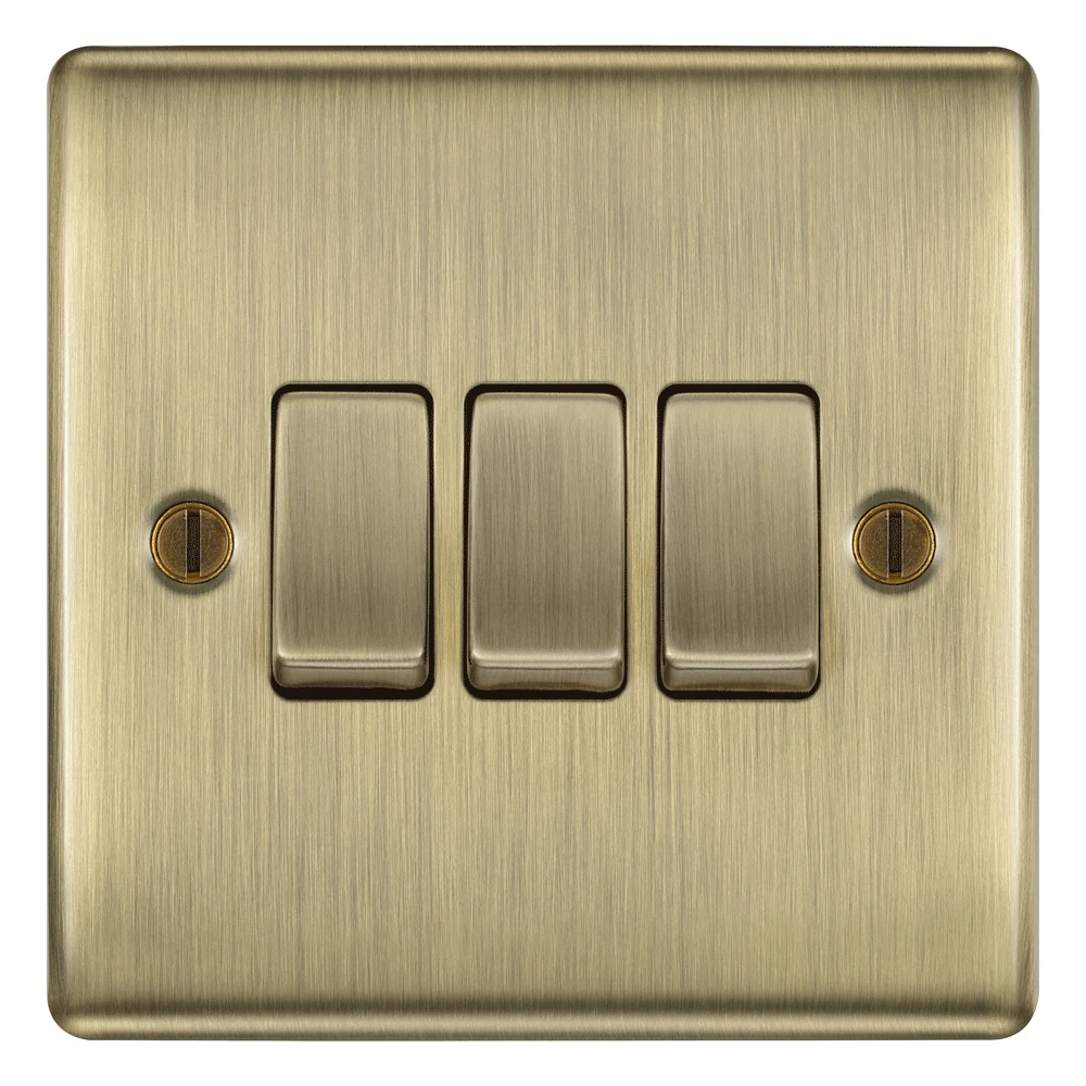 BG Nexus NAB43 Plate Switch 3 Gang 2 Way 10AX - Antique Brass - Image 4