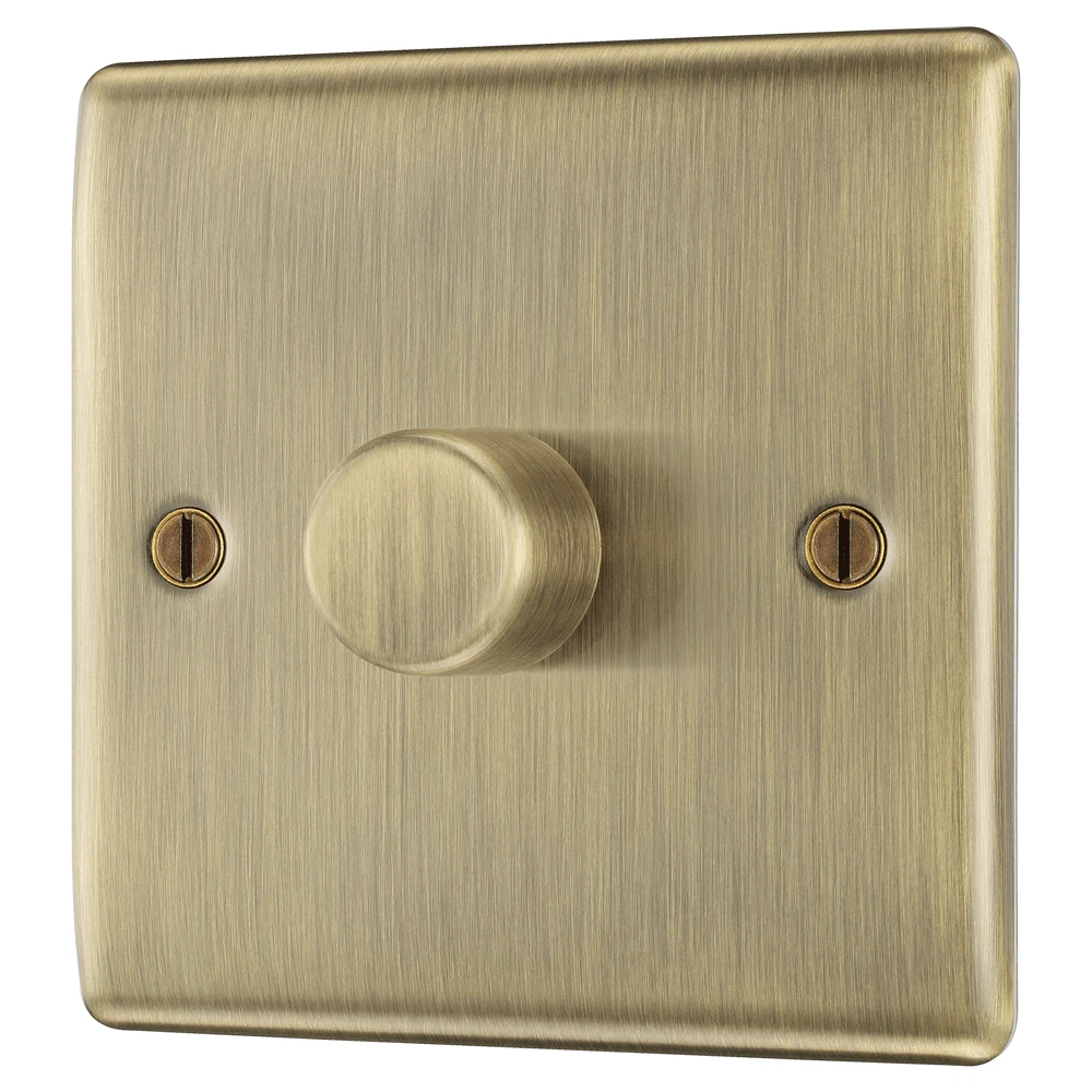 BG Nexus NAB81P Antique Brass Dimmer Switch 1 Gang 2 Way 400W - Image 4