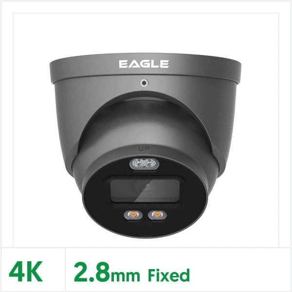 Qvis EAGLE8C-AD-TUR-FG 8MP/4K Fixed Lens Full-Colour Active Deterrence HDCVI IR Turret Camera (Grey) - Image 3