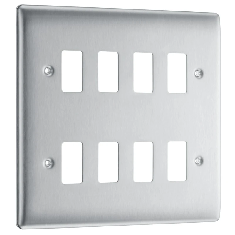 BG Nexus Metal Brushed Steel 8 Module Front Plate - Image 3