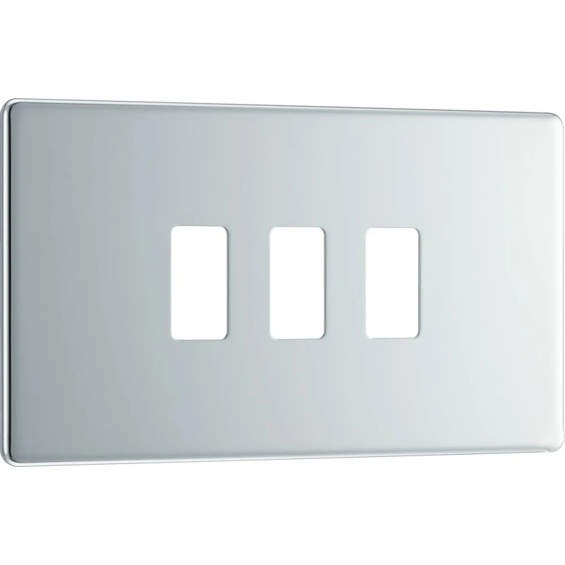 BG Nexus Grid Screwless Flatplate Chrome 3 Module Front Plate - Image 3
