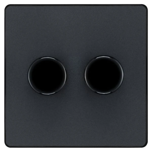 BG Evolve PCDMG82B 200W 2 Gang 2 Way Dimmer Push On/OFF (Trailing Edge) Matt Grey - Image 3