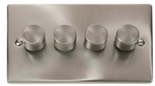 Victorian Satin Chrome 4 Gang 2 Way 400Va Dimmer Switch - Image 3
