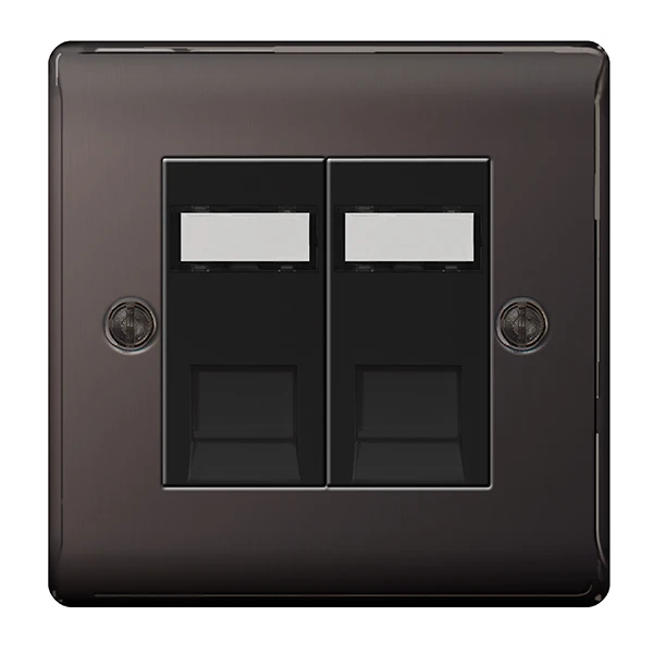 Nexus Metal Black Nickel 2 Gang RJ45 Data Outlet - Image 3